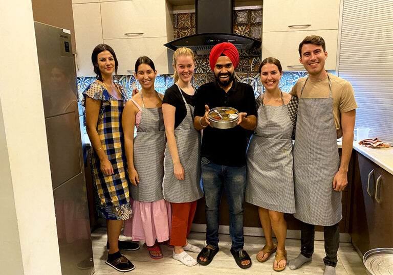 Indian cooking class in an indian kitchen